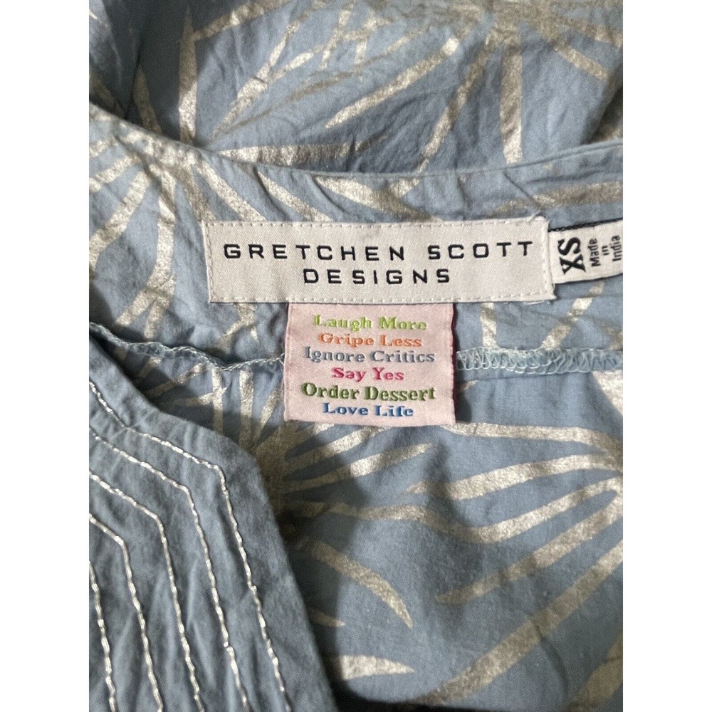 Gretchen Scott Size XS Blue Silver Starburst Print Sleeveless Shift Dress Pocket - Picture 6 of 8